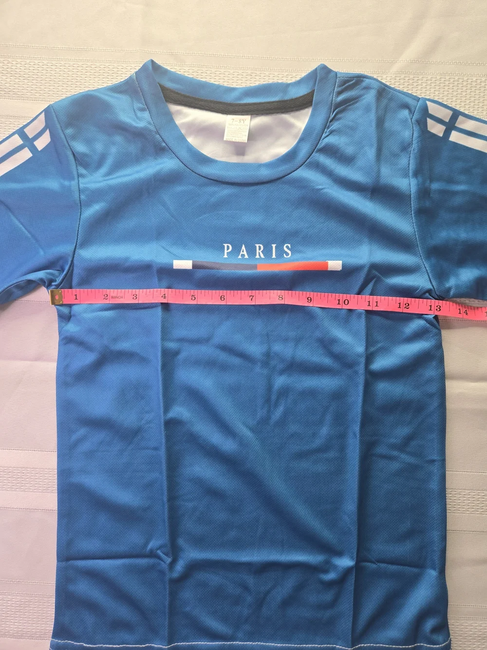 Paris Athletic Tee & Shorts Set - Blue with White & Red Accents